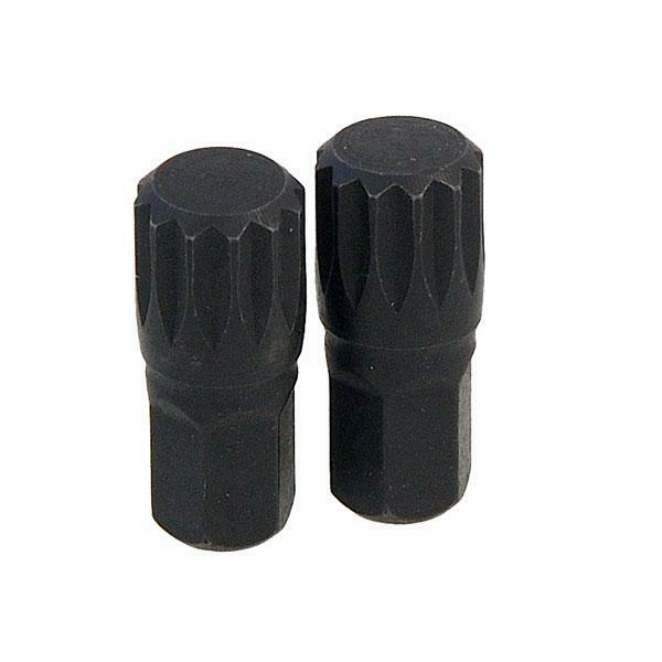 Neilsen 2Pc M14 Spline Bit Set 10Mm Hex Drive 30Mm S2 Steel Hex Drive Sockets