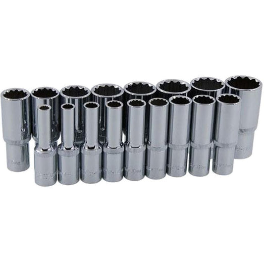 Neilsen 17Pc 3/8" Drive Long Reach Deep Socket Set Metric 6-22Mm 12Pt Cr-V