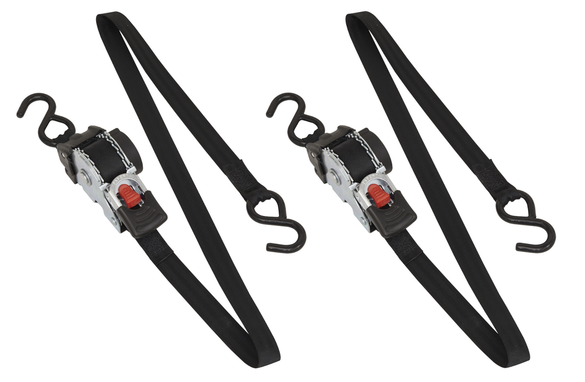 Sealey 2X Auto-Retractable Ratchet Tie Downs 25Mm X 3M Twin Pack 600Kg Straps