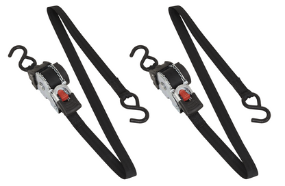Sealey 2X Auto-Retractable Ratchet Tie Downs 25Mm X 3M Twin Pack 600Kg Straps