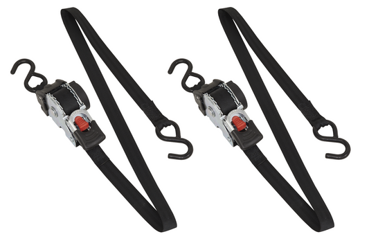 Sealey 2X Auto-Retractable Ratchet Tie Downs 25Mm X 3M Twin Pack 600Kg Straps