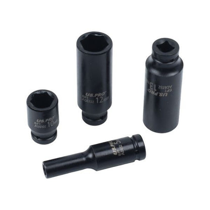 US PRO 28PC 1/4" Drive Impact Socket Set 4-15MM Deep & Shallow 6 Point Metric