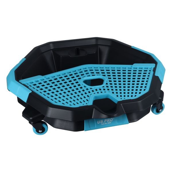 Us Pro 8L Oil Drain Pan & Mobile Tool Caddy On Castors Splash Guard Coolant