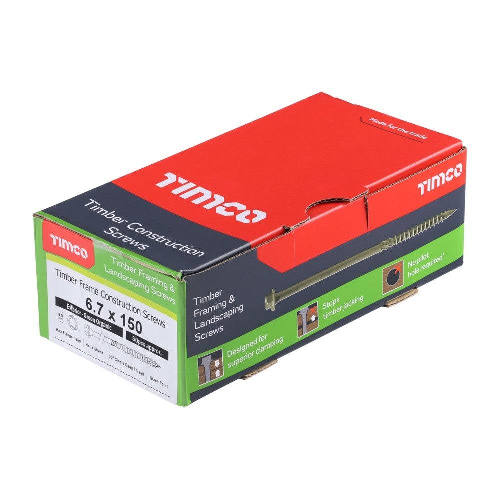 Timco 6.7 x 150mm Hex Head Timber Frame Screws 50 Pack