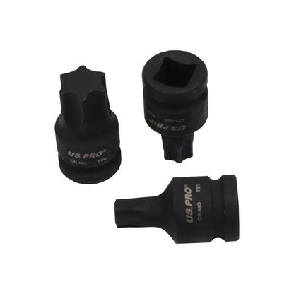 US PRO 1/2" Drive 6PC Impact Star (Torx) Socket Bit Set T55–T100 45MM