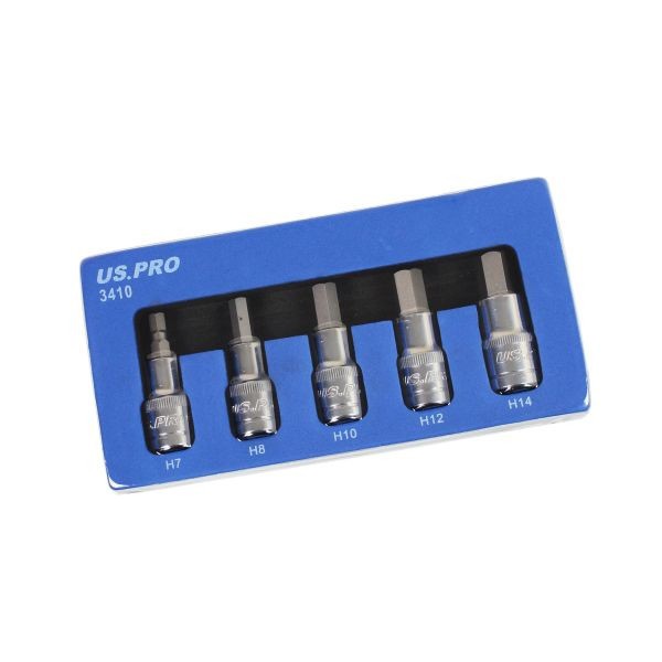 Us Pro 5Pc 1/2" Drive Allen Hex Bit Sockets 7Â14Mm 60Mm Long Cr-V Steel Tool Set