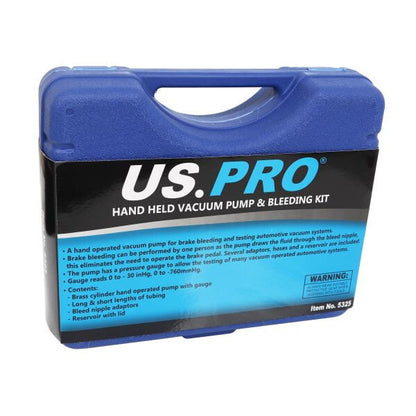 US PRO Handheld Vacuum Pump & Brake Bleeding Kit with Pressure Gauge