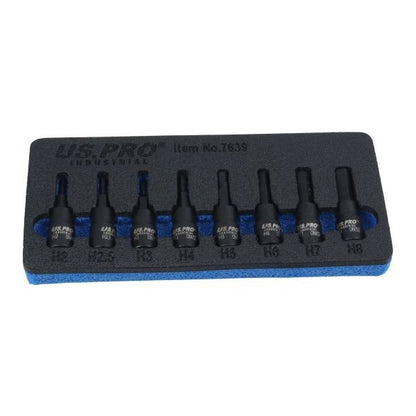 US PRO 8PC Impact Hex Bit Socket Set 1/4" Drive H2-H8