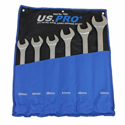 US PRO 6PC Super Jumbo Combination Spanner Set 33-50MM
