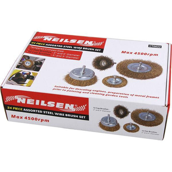 24PC Wire Brush Set with Drill Cup & Wheel Brushes