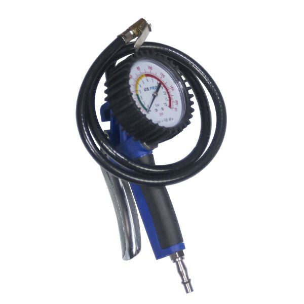 Us Pro Long Reach Tyre Inflator With Gauge | 1M Hose 0Â170 Psi Trigger Air Tool