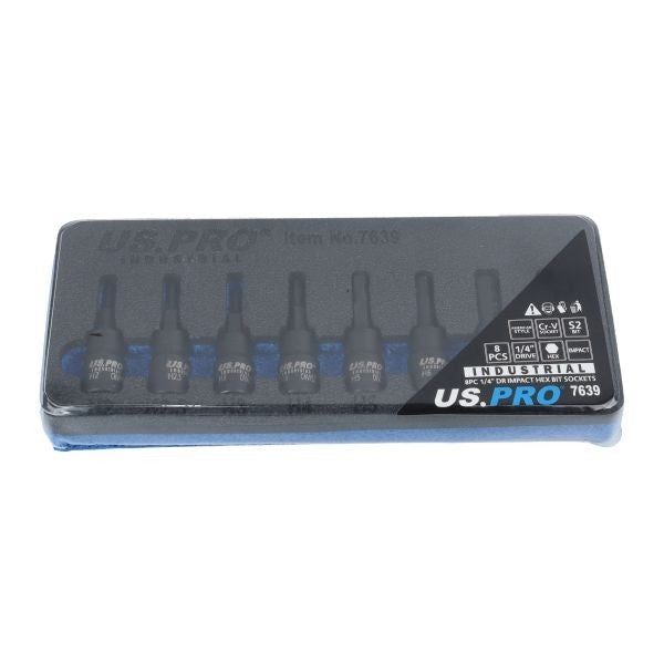 US PRO 8PC Impact Hex Bit Socket Set 1/4" Drive H2-H8