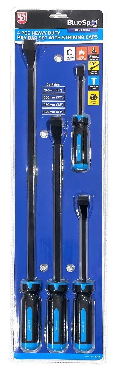 BlueSpot Heavy Duty Pry Bar Set 4PC 8-24 Inch
