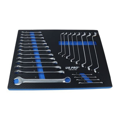 Us Pro 25Pc Metric Combination & Double Offset Ring Spanner Set 6-24Mm Eva Tray