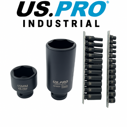 Us Pro 28Pc 1/4" Drive Deep & Shallow Impact Socket Sets 6Pt Hex Sockets Metric