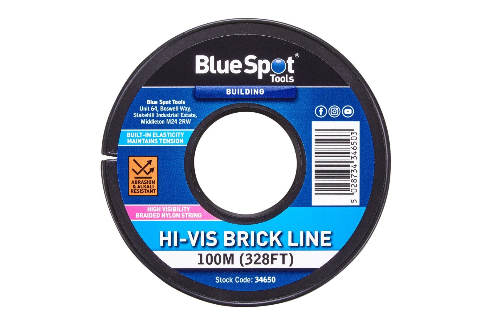 BlueSpot 100M Hi-Vis Brick Line Nylon