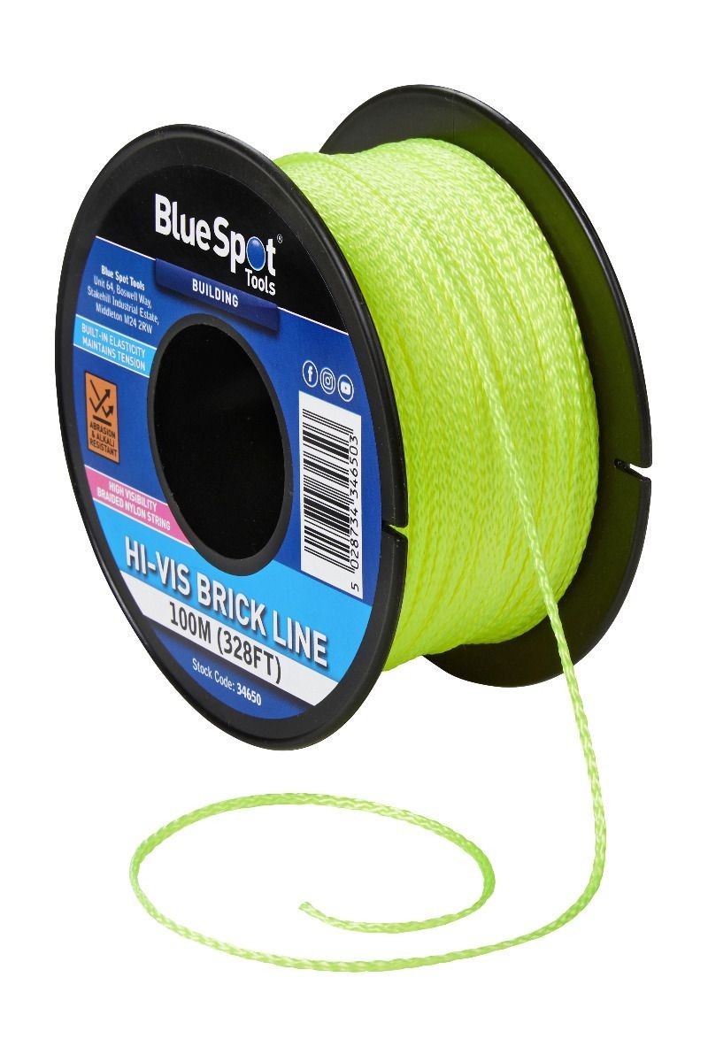 Bluespot 100M Hi-Vis Brick Line Builders Measuring Rope String Line Nylon