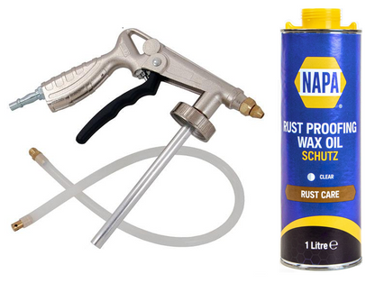 Wax Oil Car Underbody Wax Protector Clear 1L & Pro Air Coating Spray Gun Schutz
