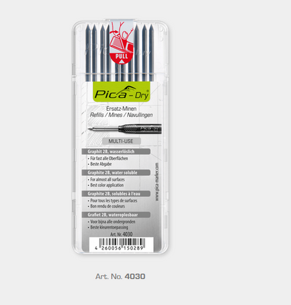 Pica 4030 Dry Graphite Refills 2.8MM x 125MM 2B – 10 Pack