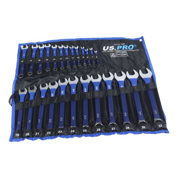 US PRO 25PC Metric Combination Wrench Set 6-32mm with Grips - SBW Trading Limited