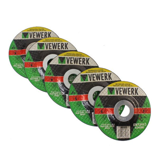 4.5INCH Metal Grinding Disc 115mm x 6mm x 22.2mm  5 PACK Angle Grinder Cutting - SBW Trading Limited