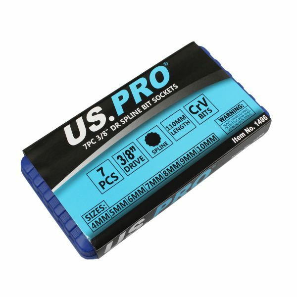 US PRO 7PC 3/8" DR 110MM(L) SPLINE BIT SOCKETS - SBW Trading Limited