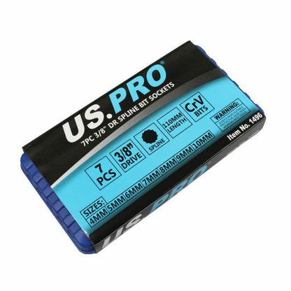 US PRO 7PC 3/8" DR 110MM(L) SPLINE BIT SOCKETS - SBW Trading Limited