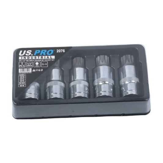 US PRO 5PC 1/2" DR TRIPLE SQUARE BIT SOCKET SET - SBW Trading Limited
