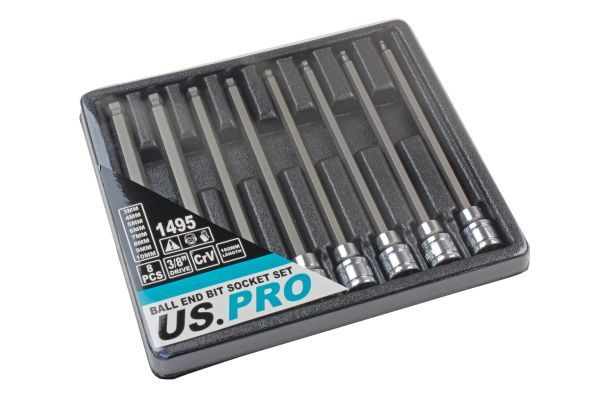 US PRO 8PCS 3/8â€ DR HEX BALL END BIT SOCKET SET - EXTRA LONG - SBW Trading Limited