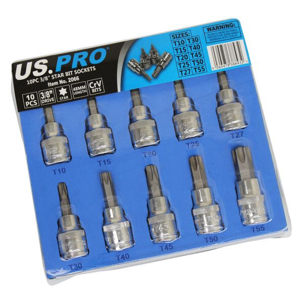 US PRO 10PC 3/8" DR STAR BIT SOCKETS - SBW Trading Limited