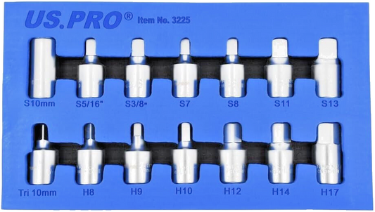 US PRO 3/8" DR 14PCS DRAIN PLUG KEY SET - SBW Trading Limited