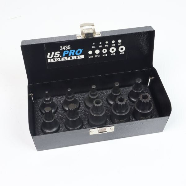 US PRO INDUSTRIAL 10PC 1/2" DR IMPACT SPLINE BIT SOCKETS - SBW Trading Limited
