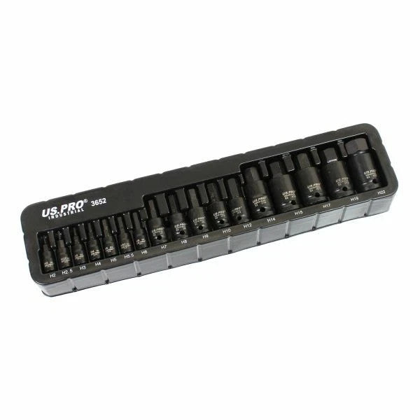US PRO INDUSTRIAL 17PC IMPACT HEX BIT SOCKET SET - 1/4" 3/8" 1/2" DRIVES - SBW Trading Limited