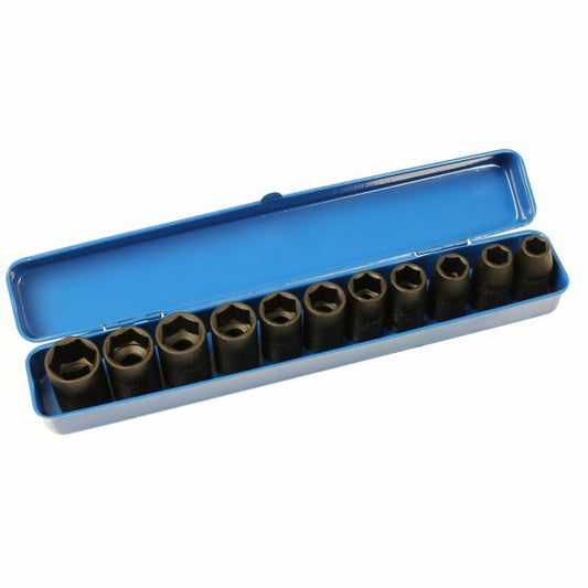US PRO 11PC 1/2" DR. 6PT SHALLOW IMPACT SOCKET METRIC - SBW Trading Limited