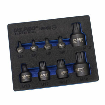 US PRO INDUSTRIAL 9PC STUBBY IMPACT XZN SPLINE SOCKET BIT SET - SBW Trading Limited