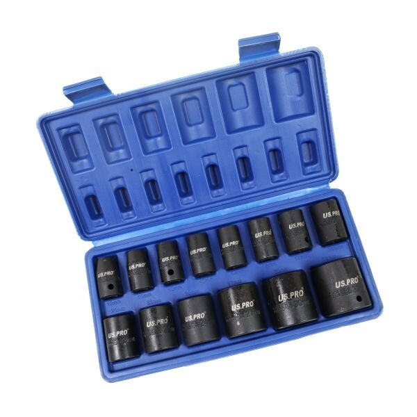 US PRO 14PC 1/2" DR SHALLOW IMPACT SOCKETS METRIC - SBW Trading Limited