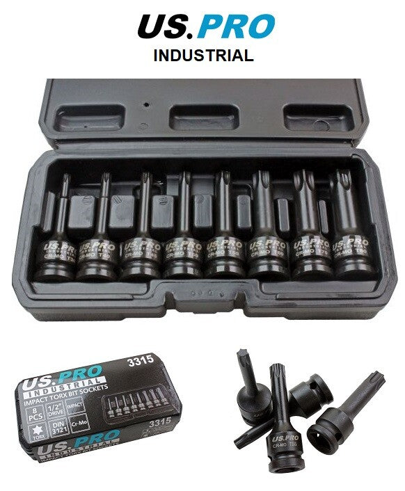 US PRO INDUSTRIAL 8PC 1/2" DR IMPACT STAR BIT SOCKETS - SBW Trading Limited