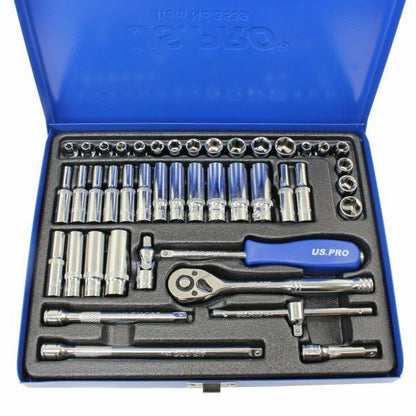 US PRO 43PC 1/4" DR. METRIC & AF SOCKET SET - SBW Trading Limited