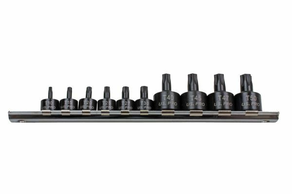 US PRO INDUSTRIAL 10PC 1/4" 3/8" DR STUBBY IMPACT TORX BIT SOCKETS - SBW Trading Limited