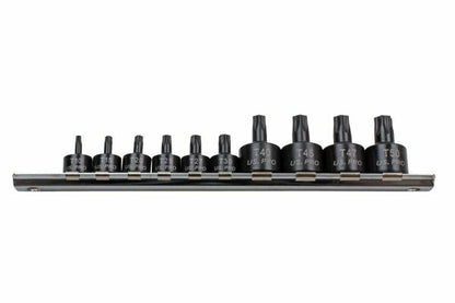 US PRO INDUSTRIAL 10PC 1/4" 3/8" DR STUBBY IMPACT TORX BIT SOCKETS - SBW Trading Limited