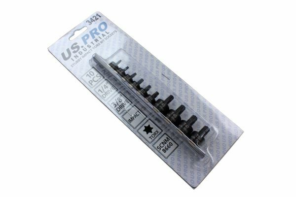 US PRO INDUSTRIAL 10PC 1/4" 3/8" DR STUBBY IMPACT TORX BIT SOCKETS - SBW Trading Limited
