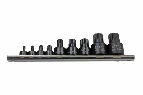 US PRO INDUSTRIAL 9PC 1/4" 3/8" 1/2" DR STUBBY IMPACT TRIPLE SQUARE BIT SOCKET - SBW Trading Limited