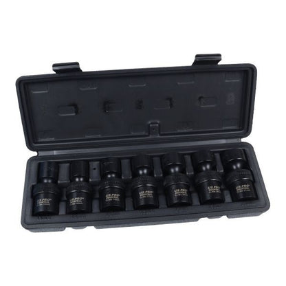 US PRO INDUSTRIAL 7PC 1/2" DR SWIVEL IMPACT SHALLOW SOCKETS - SBW Trading Limited
