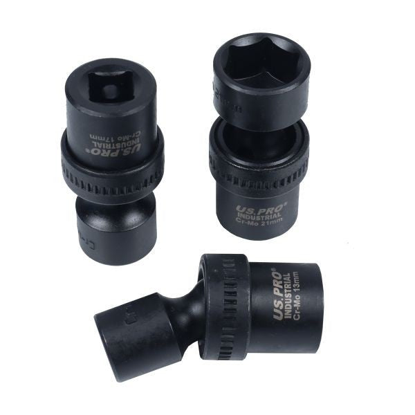 US PRO INDUSTRIAL 7PC 1/2" DR SWIVEL IMPACT SHALLOW SOCKETS - SBW Trading Limited