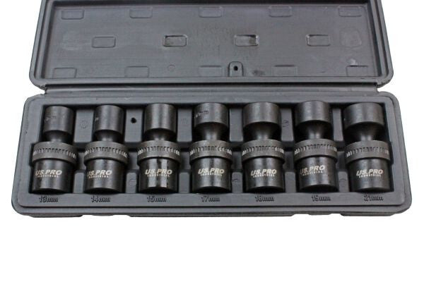 US PRO INDUSTRIAL 7PC 1/2" DR SWIVEL IMPACT SHALLOW SOCKETS - SBW Trading Limited