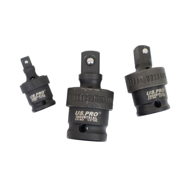 US PRO INDUSTRIAL 3PC IMPACT UNIVERSAL JOINT SET 1/4", 3/8" & 1/2" DRIVES EVA TRAY - SBW Trading Limited