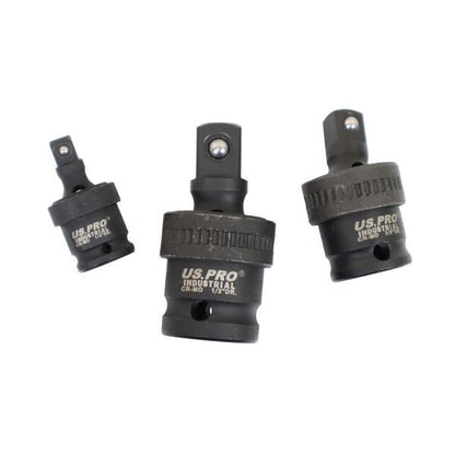 US PRO INDUSTRIAL 3PC IMPACT UNIVERSAL JOINT SET 1/4", 3/8" & 1/2" DRIVES EVA TRAY - SBW Trading Limited