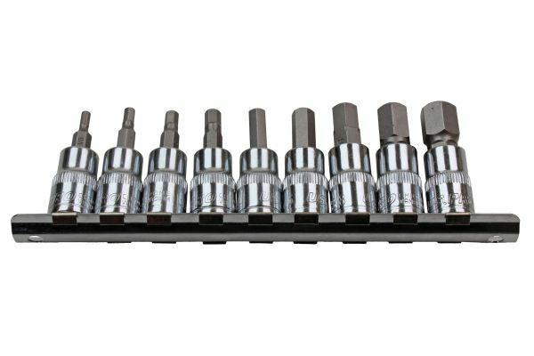 US PRO 9PC 3/8" DR SAE HEX BIT SOCKETS ON RAIL - SBW Trading Limited