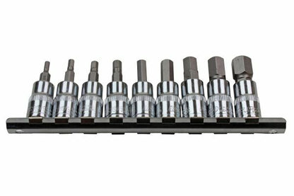 US PRO 9PC 3/8" DR SAE HEX BIT SOCKETS ON RAIL - SBW Trading Limited