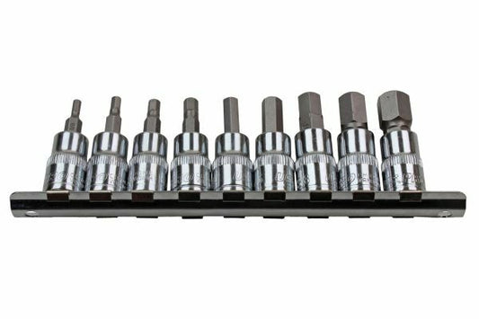 US PRO 9PC 3/8" DR SAE HEX BIT SOCKETS ON RAIL - SBW Trading Limited